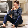 Men Pajamas Long-Sleeved Autumn and Winter Pajamas Student Homewear Teenagers Autumn Striped Pajamas Men Homewear Large Size Xl