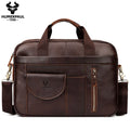 HUMERPAUL Men's Briefcase Bag Top Layer Leather Handcrafted Laptop Bag with Multiple Compartments Business Shoulder Messenger