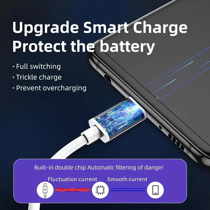 10Pcs 1M 3ft High-efficiency charging USB Type-C data cable,  adopts durable PVC flat design, portable travel data cable USB A m